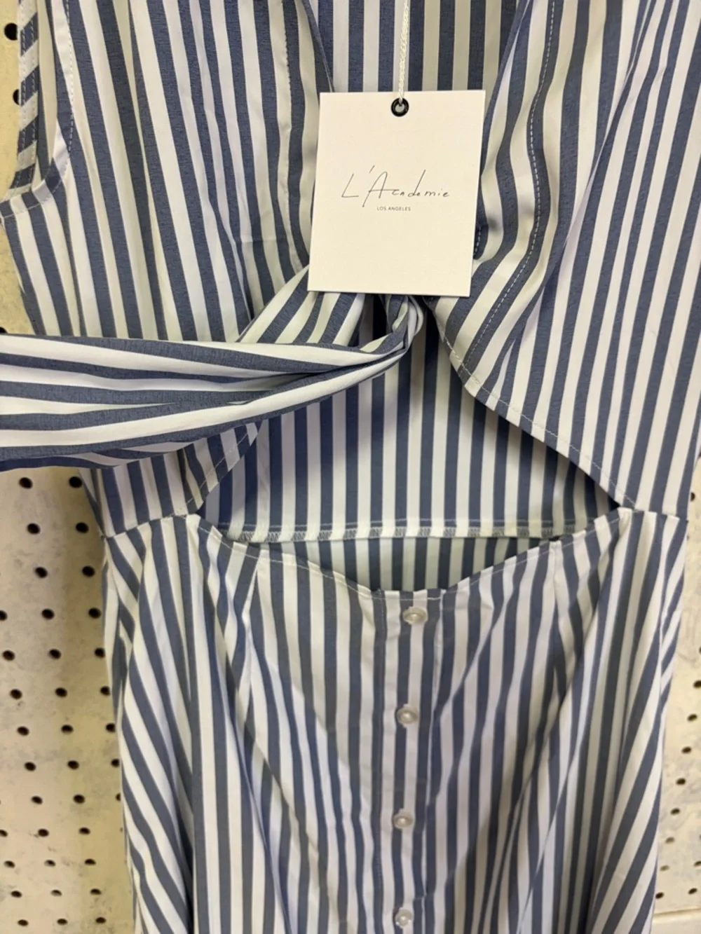 L'Academie Navy and White Striped Midi Dress - Picture 6 of 7
